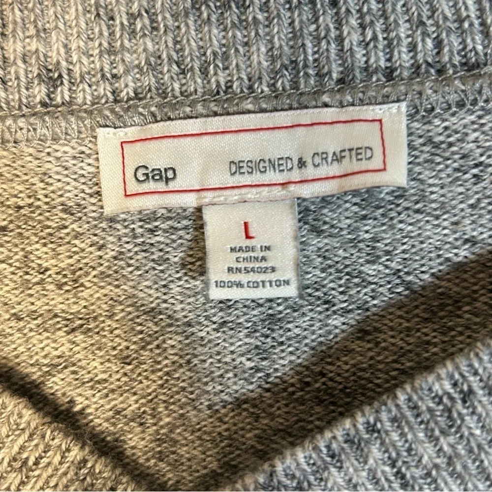 Gap Gray Cotton Elbow Patches Preppy Classic Thick Henley Sweater Marled Size L